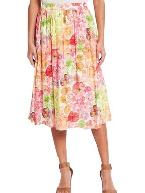 ModCloth Heirloom Tomato Print Watercolor Midi Skirt MEDIUM